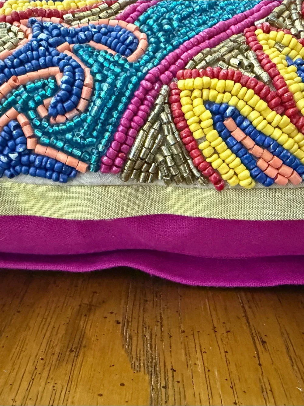 Beaded Floral Accent Pillow